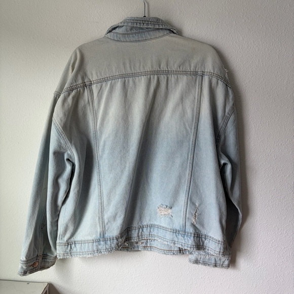 Womens No Boundaries Light Blue Distressed Jean Jacket | Size XL - Picture 6 of 7